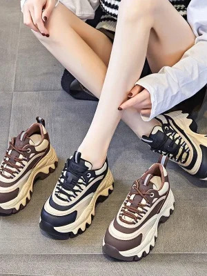 Sneakers Women Casual White Shoes 8CM Fashion Height Increasing Thick Bottom