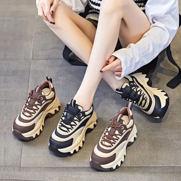 Sneakers Women Casual White Shoes 8CM Fashion Height Increasing Thick Bottom