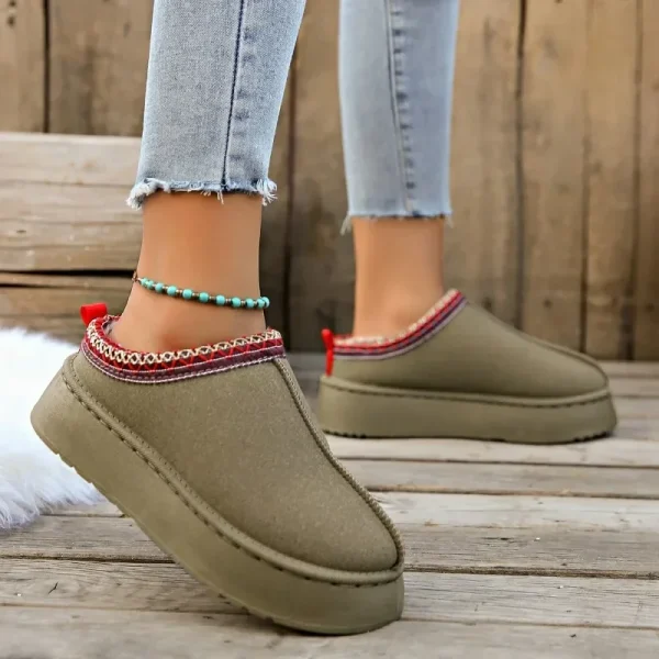 Women's Wool Slippers Warm Platform Wool Low-top Snow Boots Slippers Women's Outdoor - Image 4