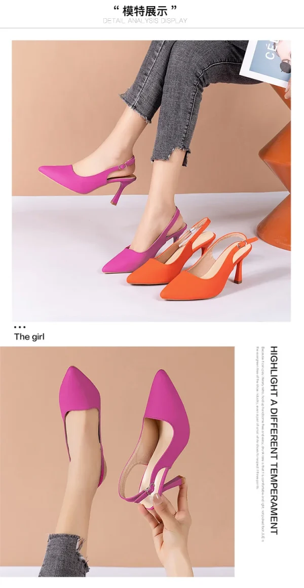 Women's Shoes, Shallow Mouth High Heel 9cm Pointed Thin Heel Sandals, Casual Fashion Sandals - Image 9