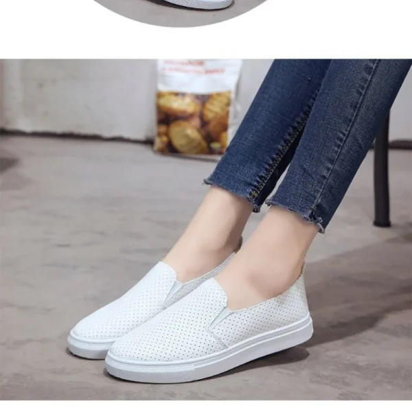 summer small white shoes women's shoes or lend students lazy flat-bottomed leather a leather shoes - Image 5