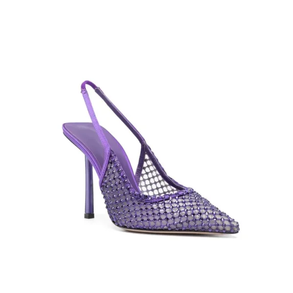 Women's Summer New Water Diamond Mesh Transparent Thin High Heel Sandals - Image 2