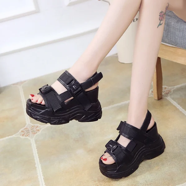 Sandals Women 2024 High Heels Sexy Open-toed Sandals Wedge Increased Shoes - Image 5