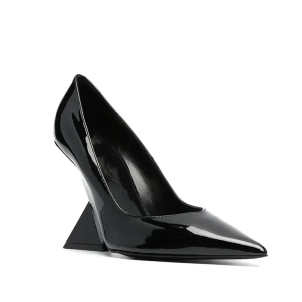 High Heels Thick Sole Thick Heel Lacquer Leather Shallow Mouth Pointed Fashion Sexy Women's Oversized Shoes - Image 13