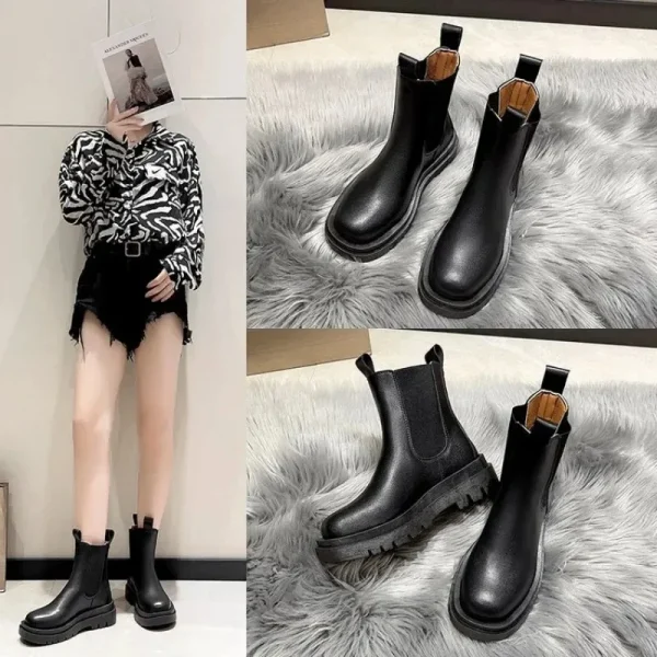 Winter Knight Boots Women Knee High Long Square Heel Boots Retro Thick Motorcycle Boots - Image 2