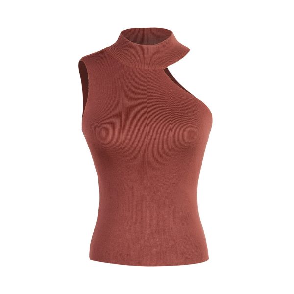 Summer Off-Shoulder Halter Slim Knit Sling Vest - Image 4