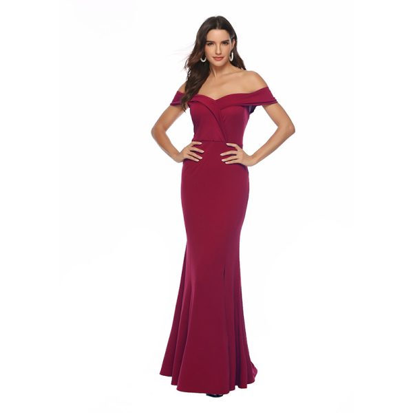 Popular V-Neck Split Banquet Evening Maxi Dress for Women - Image 2