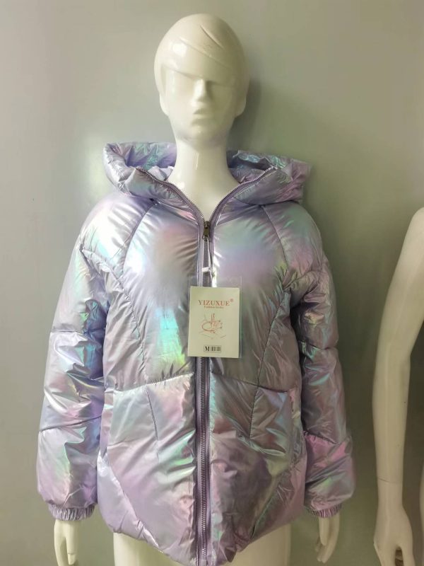 Winter Shiny Surface Hooded Puffer Jacket - Image 6