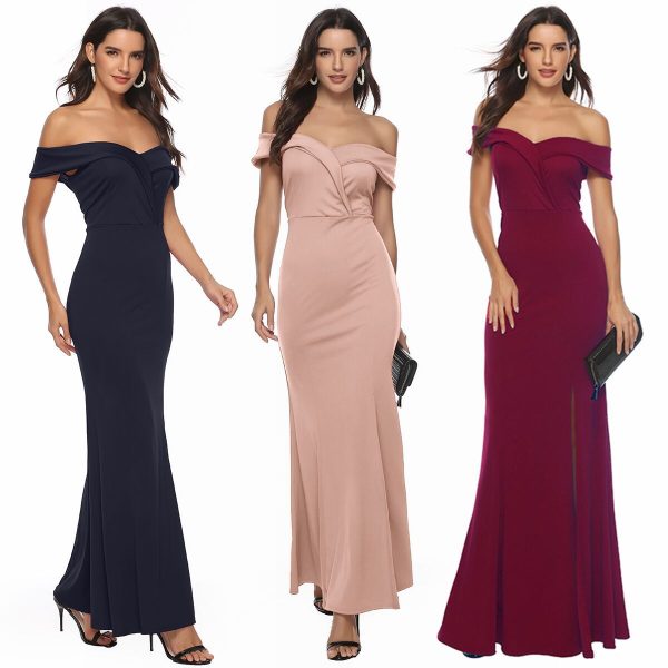 Popular V-Neck Split Banquet Evening Maxi Dress for Women