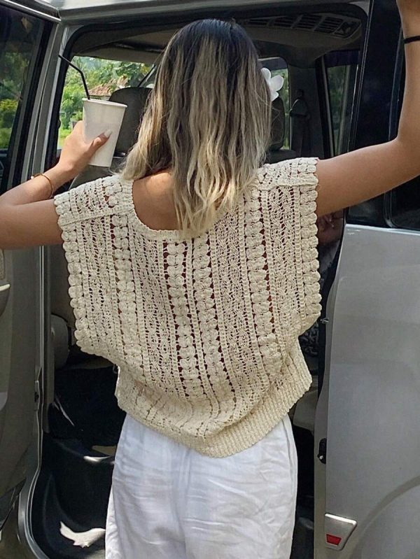 Crocheted Hollow-Out Vest Sweater Top - Image 3