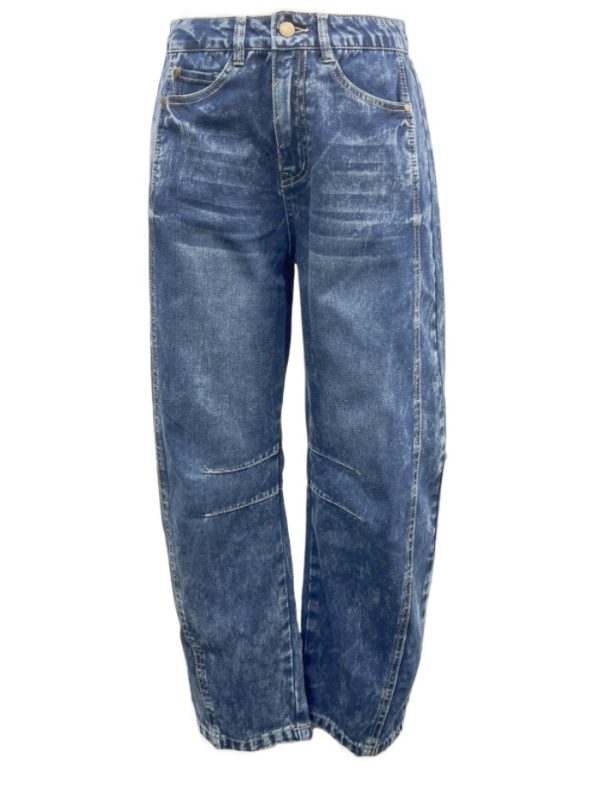 Casual Wide-Leg Loose Women’s Jeans with Mid-Low Waist and Washed Denim Finish - Image 3