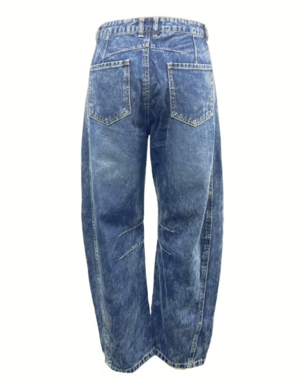 Casual Wide-Leg Loose Women’s Jeans with Mid-Low Waist and Washed Denim Finish - Image 4