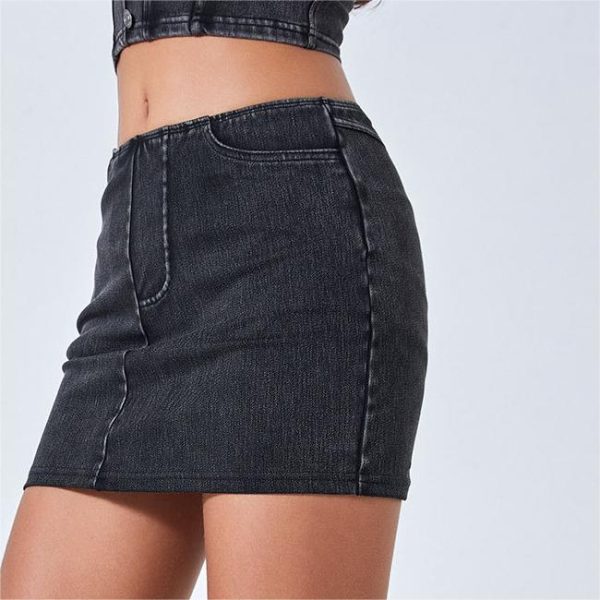 Summer Colorful High Waist Denim Yoga Skirt - Image 3