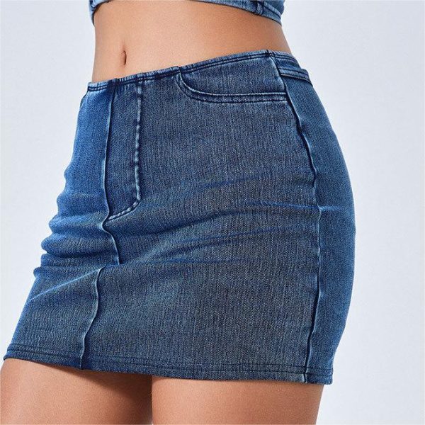 Summer Colorful High Waist Denim Yoga Skirt - Image 4