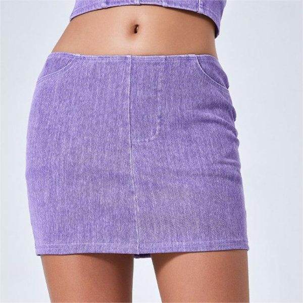 Summer Colorful High Waist Denim Yoga Skirt - Image 5