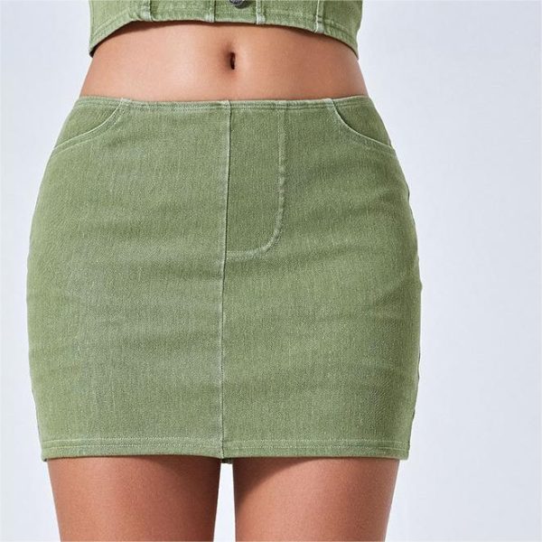 Summer Colorful High Waist Denim Yoga Skirt