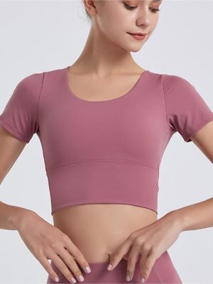 Spring Summer Yoga Wear Women Tight Fitting Sports Top with Chest Pad