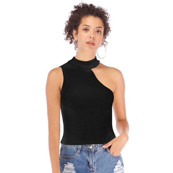 Summer Off-Shoulder Halter Slim Knit Sling Vest - Image 3