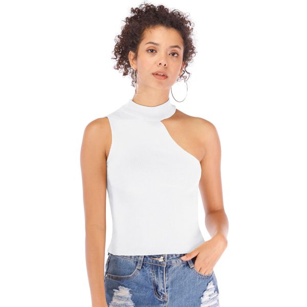 Summer Off-Shoulder Halter Slim Knit Sling Vest - Image 2