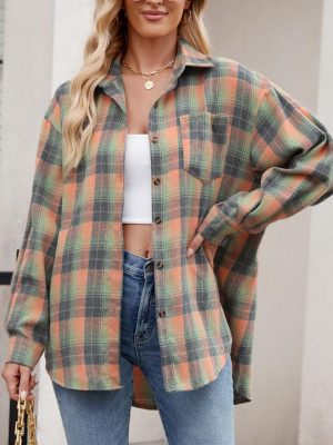 Autumn Winter Women’s Casual Loose Plaid Shirt for Street Style