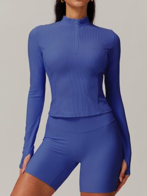 Autumn Winter Stand Collar Long Sleeve Yoga Wear