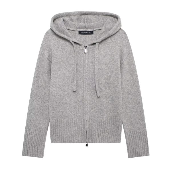 Simple Hooded Zipper Knitted Cardigan for Women - Image 2