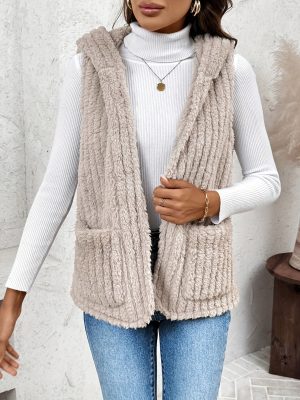 Women’s Double-Sided Plush Hooded Cardigan Vest