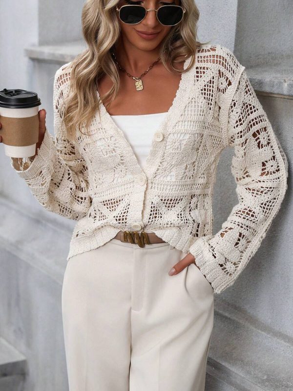 Women’s Spring Autumn Solid Color Long Sleeve Cardigan - Image 6