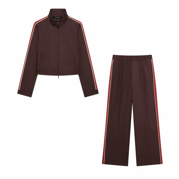 Women Side Striped Pants Coat Two-Piece Set