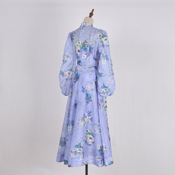 High-End Silk Linen Two-Piece Starry Swing Dress with Diamond Buckle - Image 3