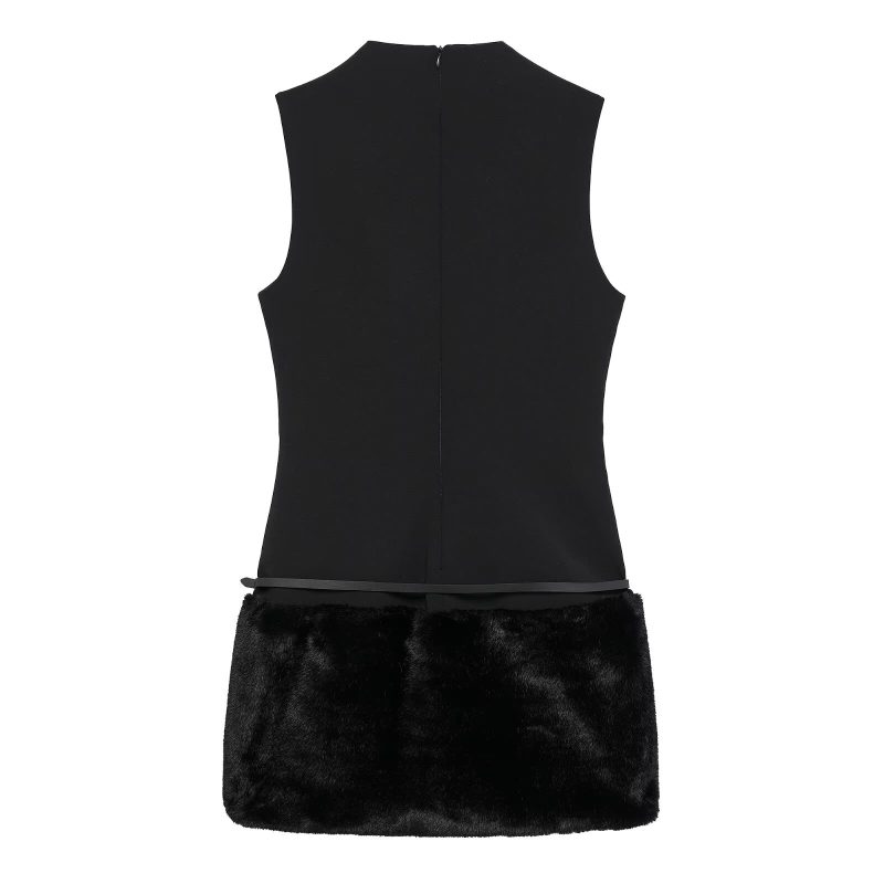 Women's Faux Fur Belted Dress - Image 3