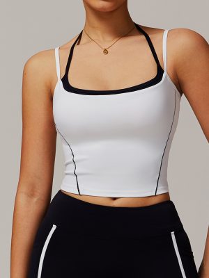 Faux Two-Piece Halter Beauty Back Yoga Vest