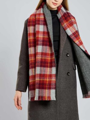 Cashmere-Like Double-Sided Plaid Tassel Scarf for Women