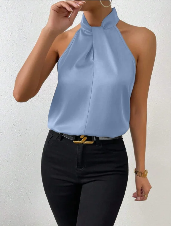 Women’s Satin Halter Sleeveless Vest – Summer Silk Top - Image 9