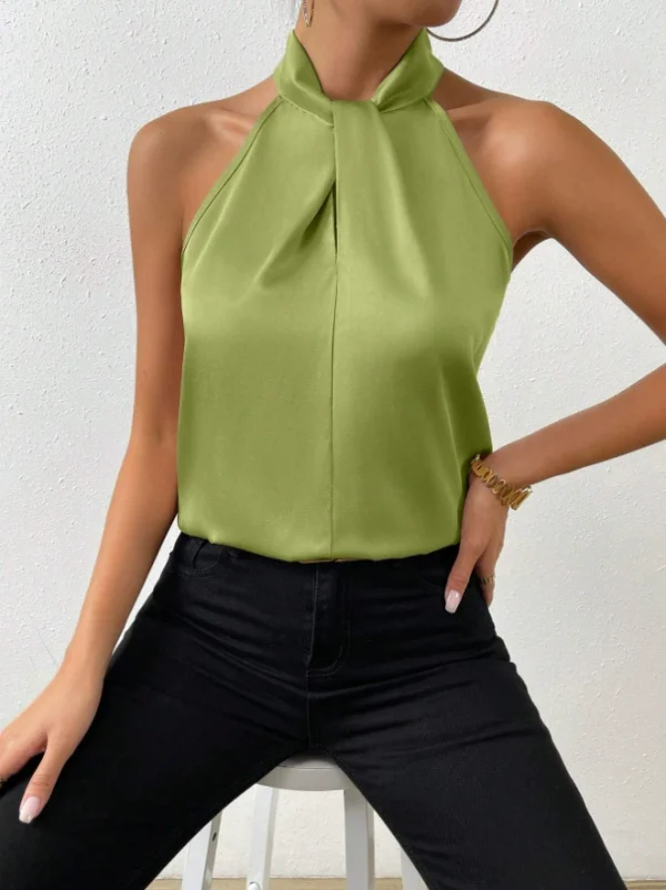 Women’s Satin Halter Sleeveless Vest – Summer Silk Top - Image 11