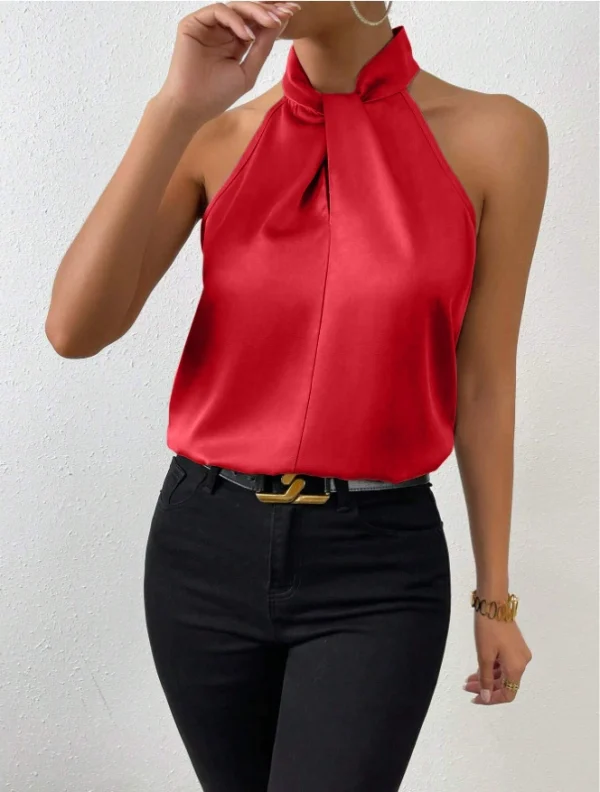 Women’s Satin Halter Sleeveless Vest – Summer Silk Top - Image 13