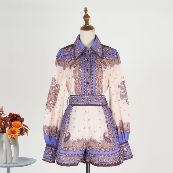 Women's Spring Autumn Two-Piece Set - Printed Long Sleeve Elegant Outfit