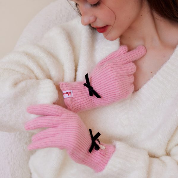 Women’s Autumn Winter Wool Knitted Fingerless Gloves - Image 2