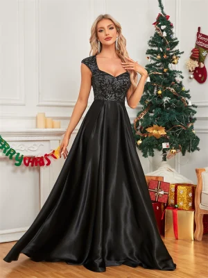 Black Satin Fishtail Maxi Dress – Bridesmaid & Cocktail Wear