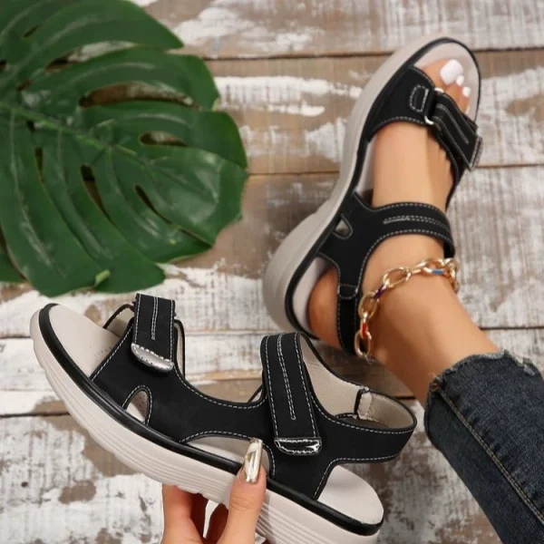 Plus Size Velcro Sports Platform Sandals