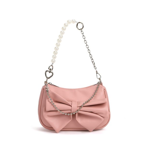 Classic Bow Pearl Chain Crossbody Bag