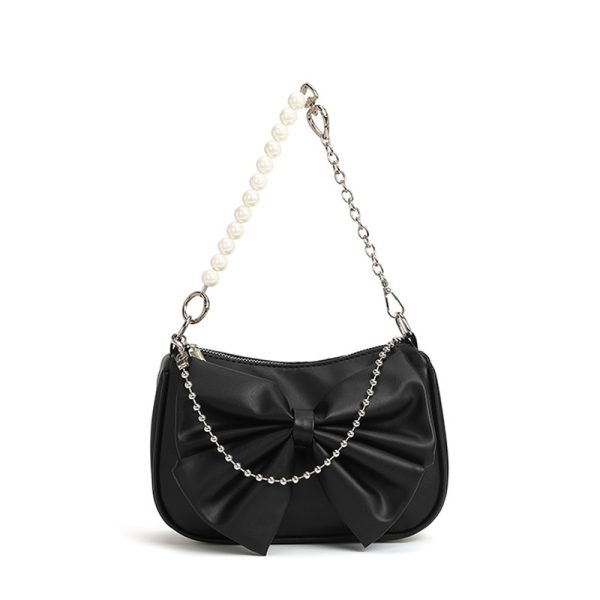 Classic Bow Pearl Chain Crossbody Bag - Image 2