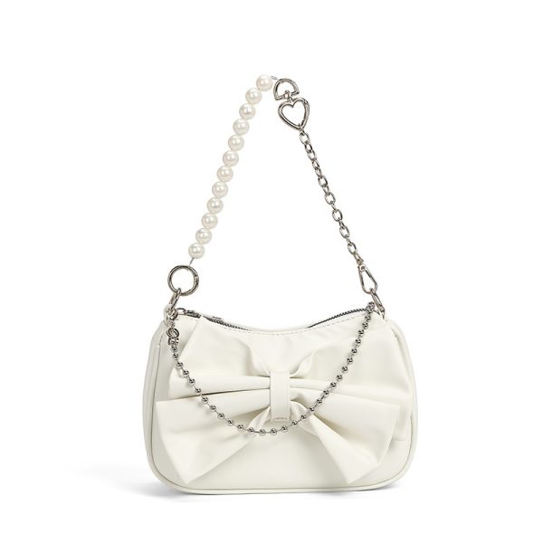 Classic Bow Pearl Chain Crossbody Bag - Image 3