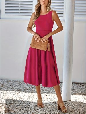 Solid Color Sleeveless Sexy Slim Fit Dress for Women