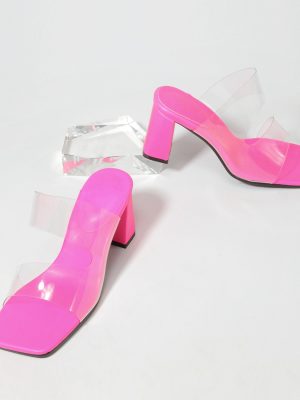 Candy Color Transparent High Heel Square Toe Sandals