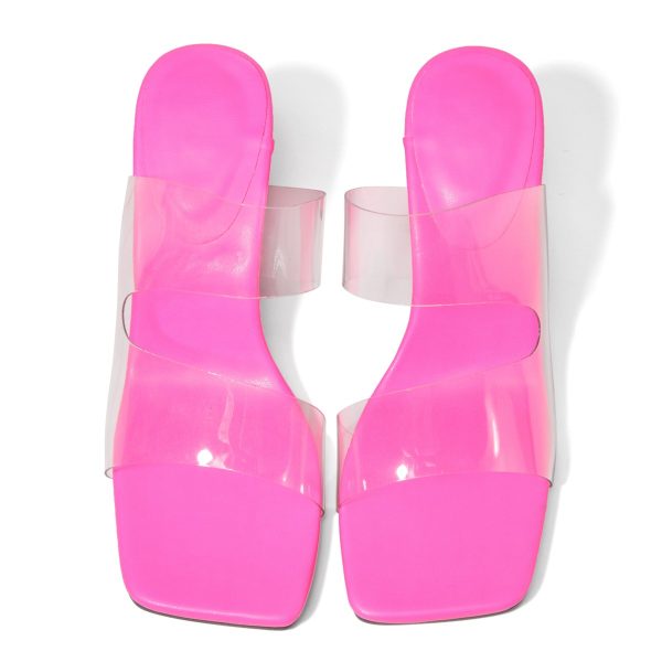 Candy Color Transparent High Heel Square Toe Sandals - Image 4