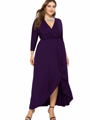 Plus Size V-Neck Batwing Sleeve Swing Sheath Dress – Winter Chic