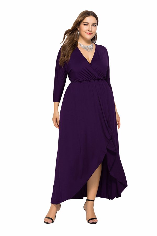 Plus Size V-Neck Batwing Sleeve Swing Sheath Dress – Winter Chic