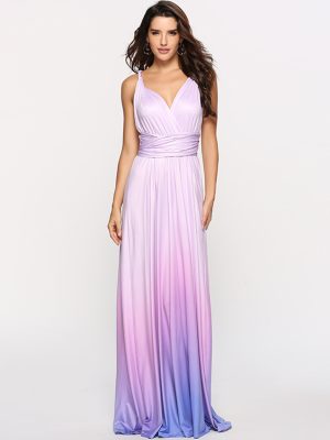 Criss-Cross Backless Lace-Up Gradient Color Sexy Maxi Dress