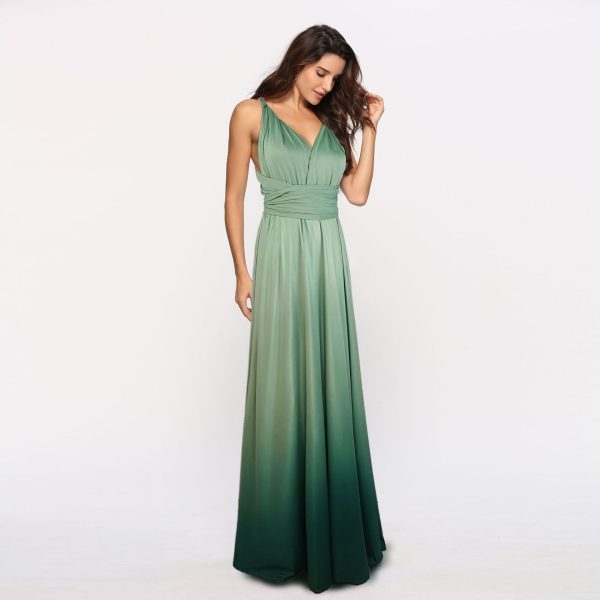 Criss-Cross Backless Lace-Up Gradient Color Sexy Maxi Dress - Image 2